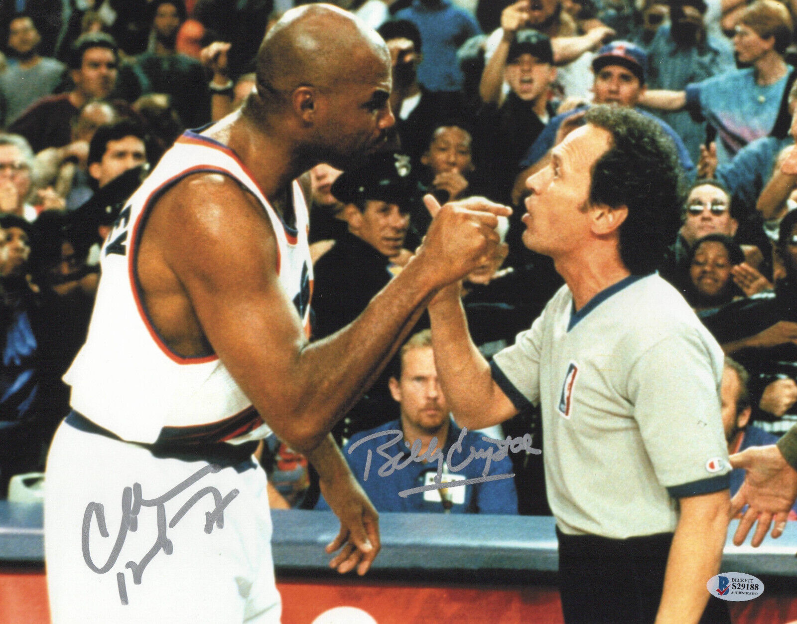 CHARLES BARKLEY BILLY CRYSTAL SIGNED AUTOGRAPH FORGET PARIS 11X14 PHOTO BECKETT