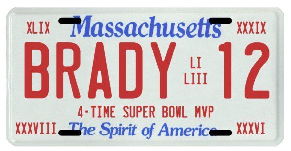 Tom Brady 6 Time Super Bowl Champion New England Patriots #12 MVP License plate