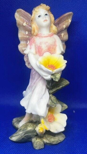 Vintage Flower Fairy Angel Glitter Figurine
