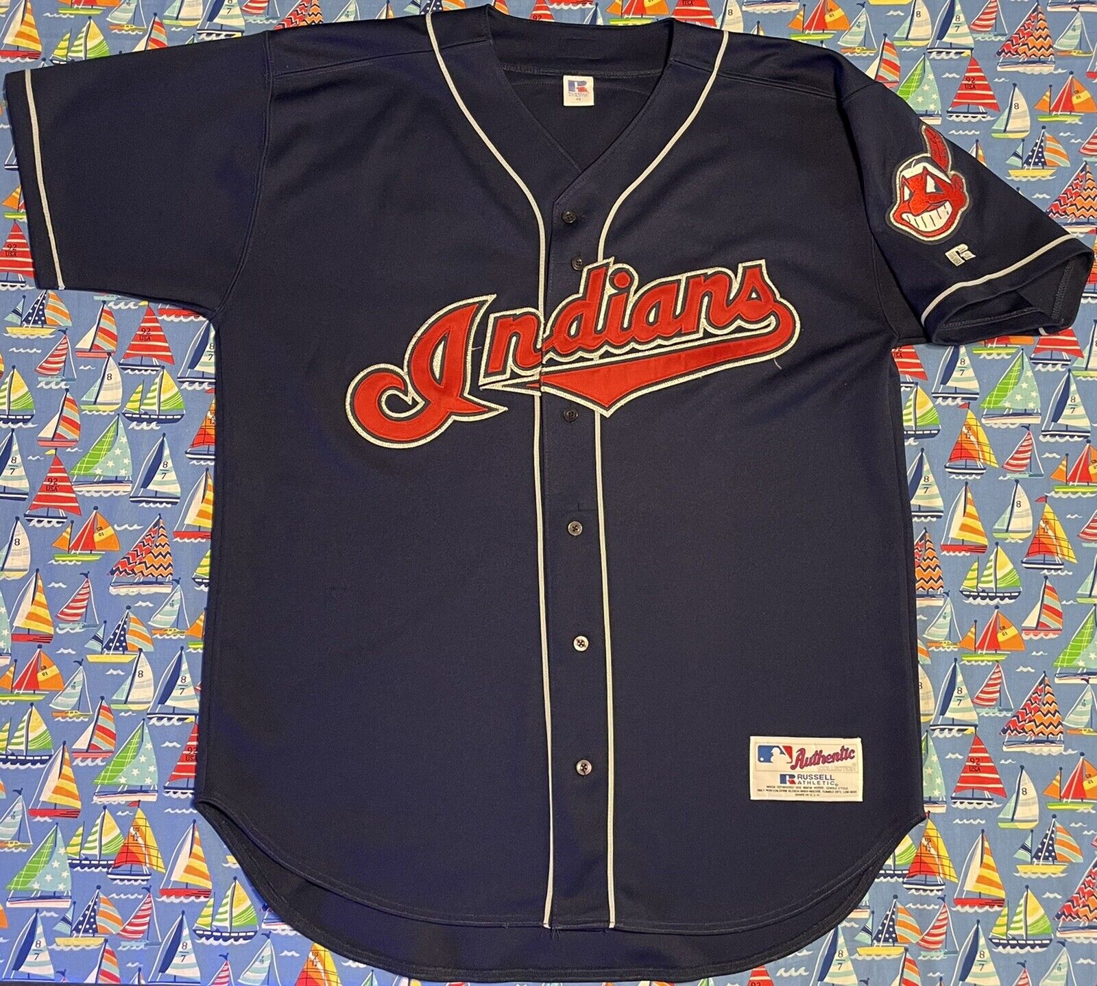 Vintage Russell Athletic MLB Cleveland Indians Victor Martinez Baseball Jersey