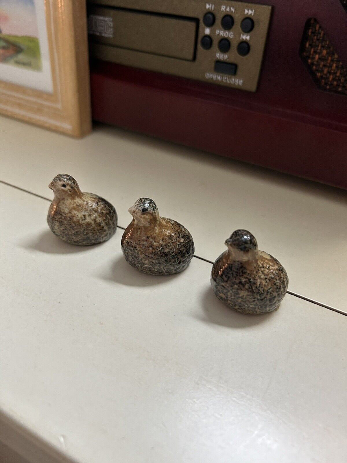 Vintage Ceramic Brown Quail Small Figurines Made In Japan MCM