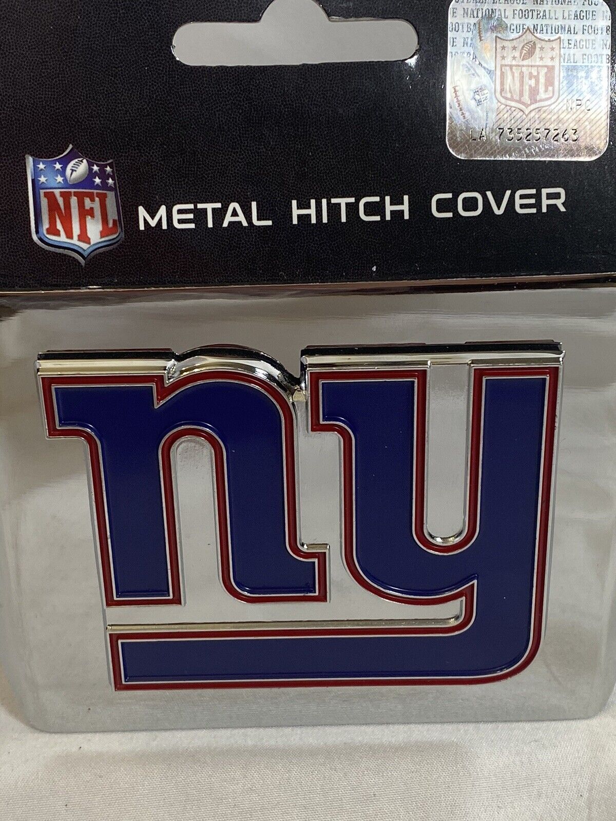 Hitch Cover Chrome 2” Type III NFL New York Giants 3D No Tools