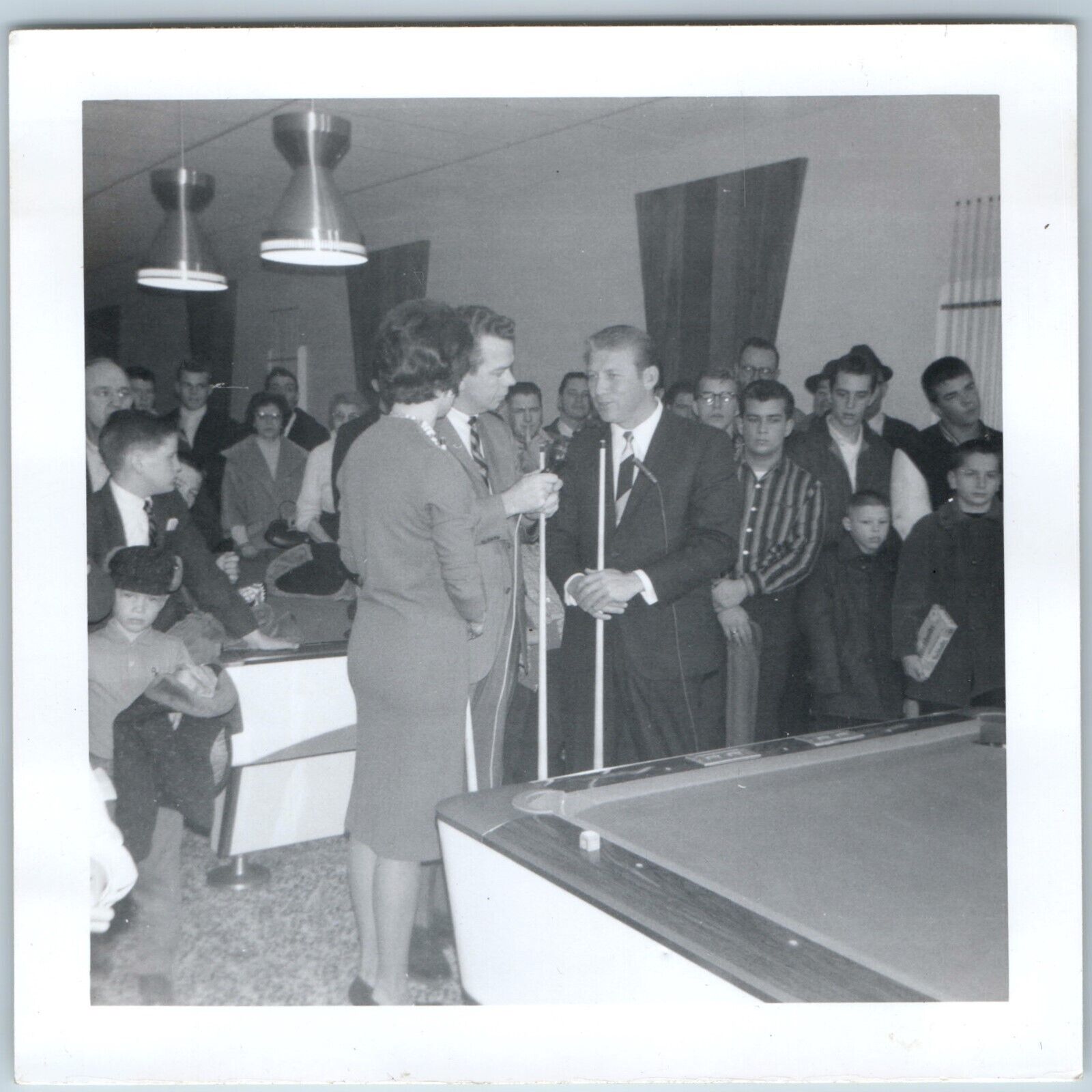 1964 Mickey Mantle & WTMJ Milwaukee Billiard Center Real Photo Snapshot Pool C54