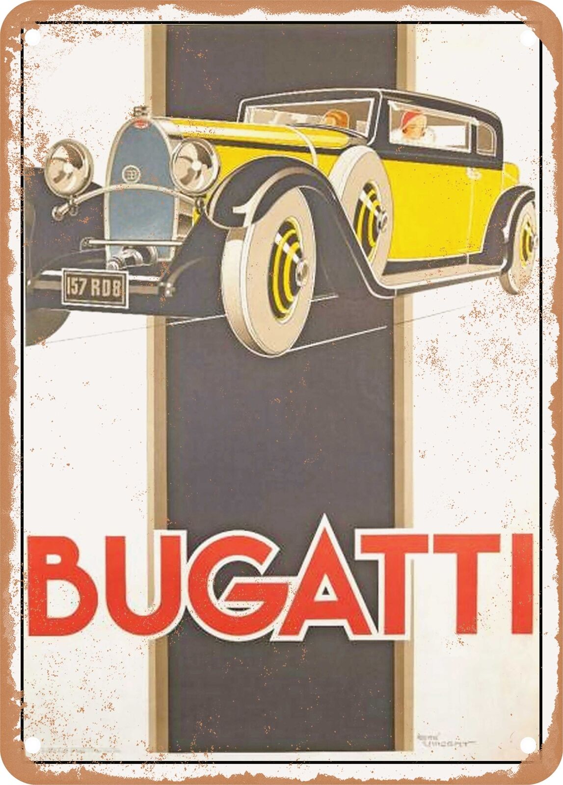 METAL SIGN - 1930 Bugatti Vintage Ad