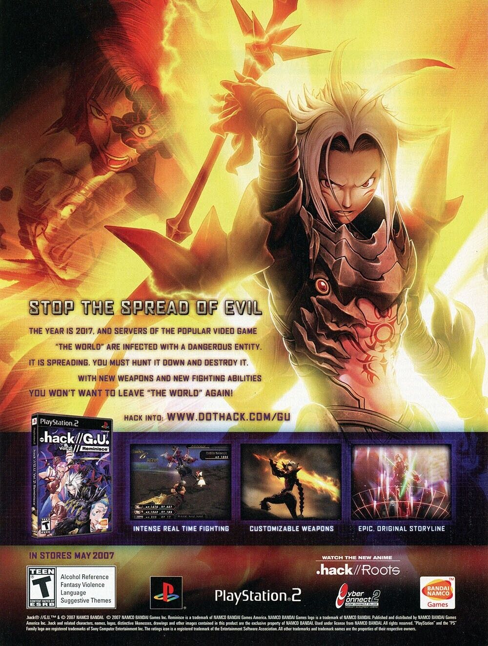Dot Hack PS2 GU Reminisce Original 2006 Ad Authentic Bandai Video Game Promo