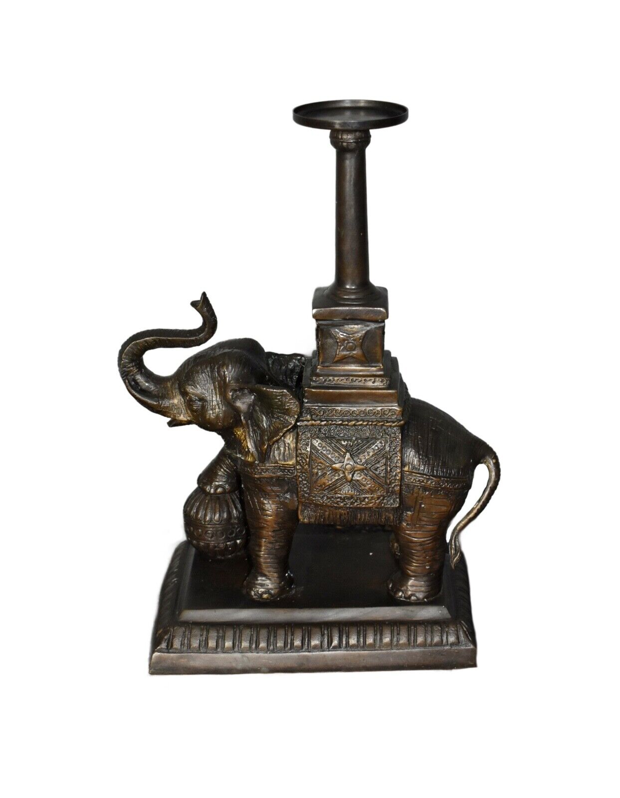 Vintage Bronze British Colonial Style Elephant Candle Holder
