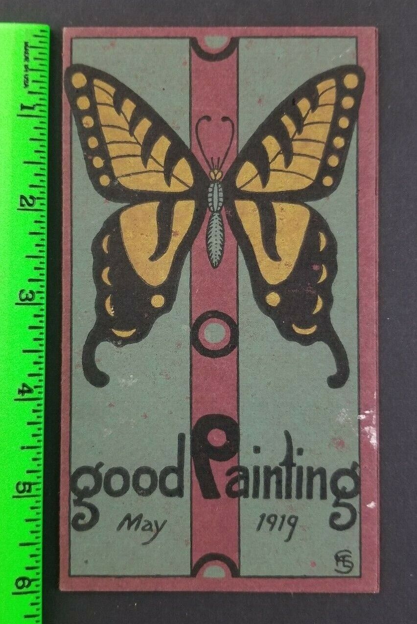 Vintage 1919 Wilson\'s Good Painting Butterfly Bifold Business Trade Card