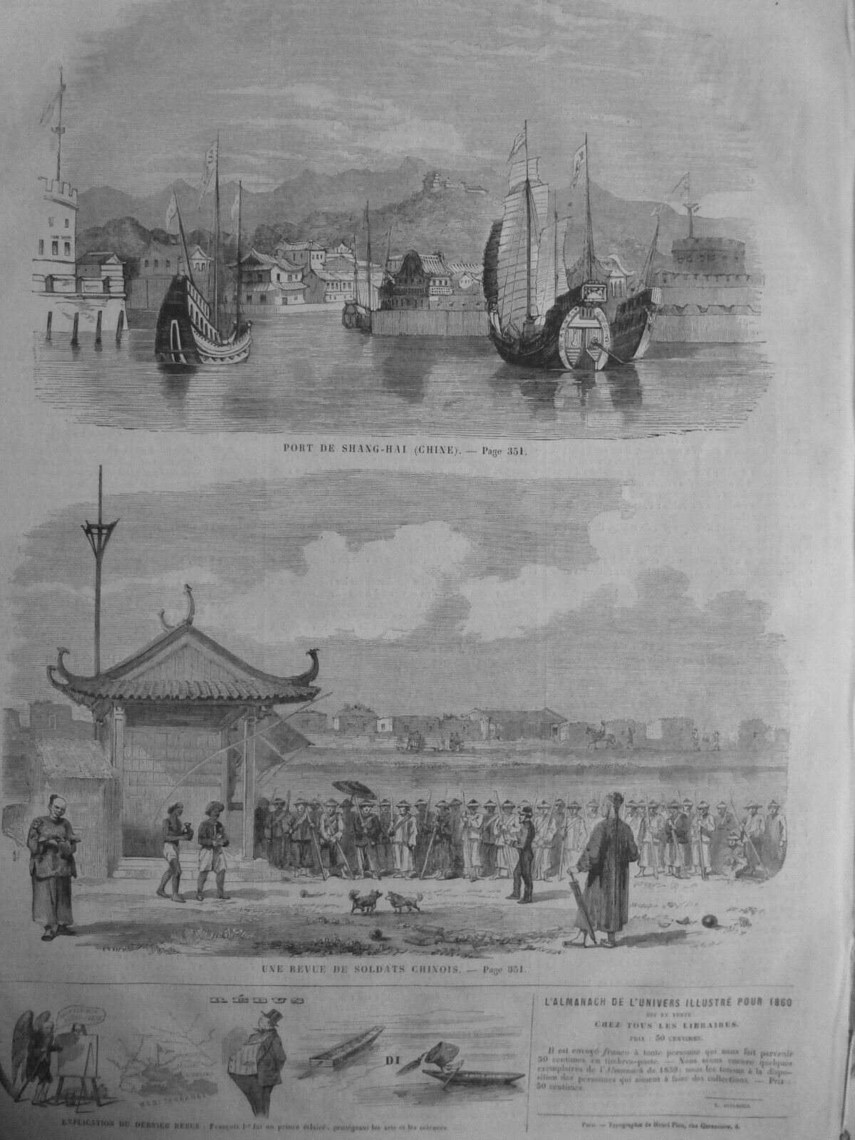 1859 1911 China Shanghai Guerre Port Soldier 2 Newspapers Antique