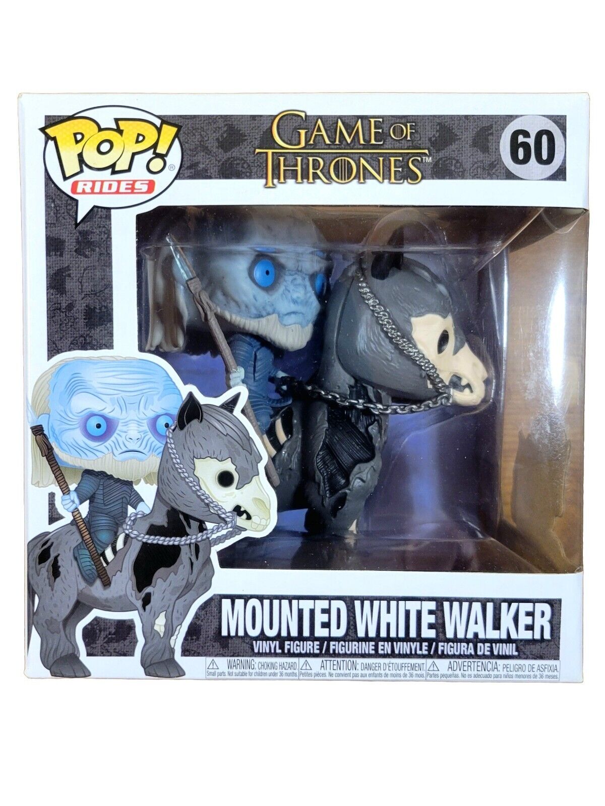 VAULTED Funko POP Rides: GOT #60 MOUNTED WHITE WALKER, 2019 In Protector, New