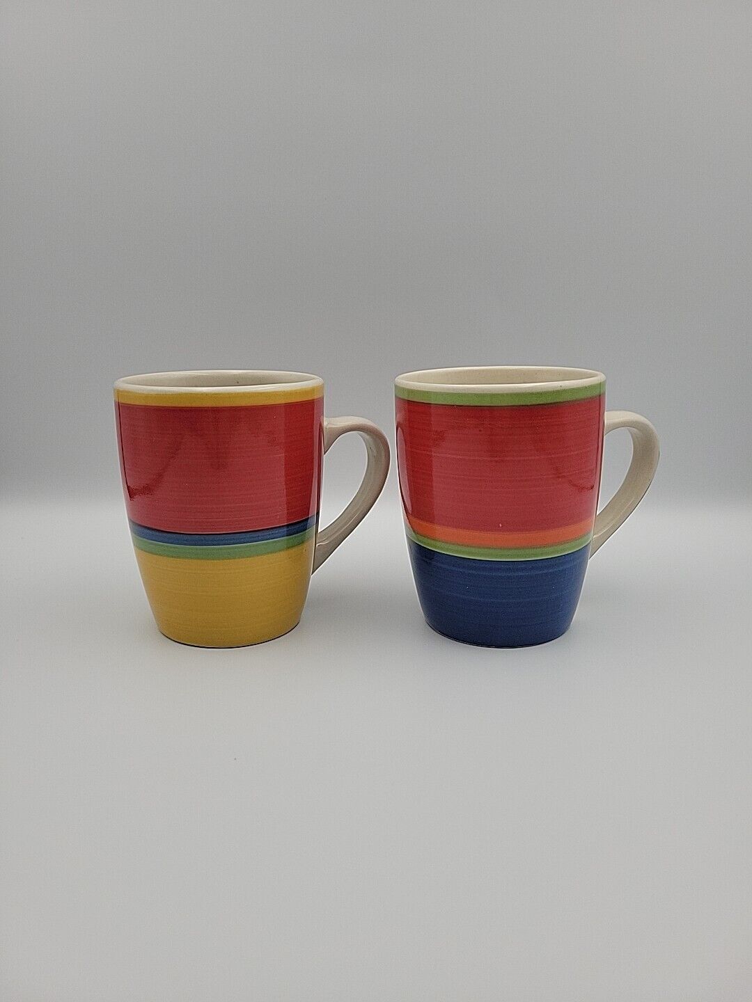 Royal Norfolk Vintage Vibe Colorful Multicolored Striped Coffee Mugs