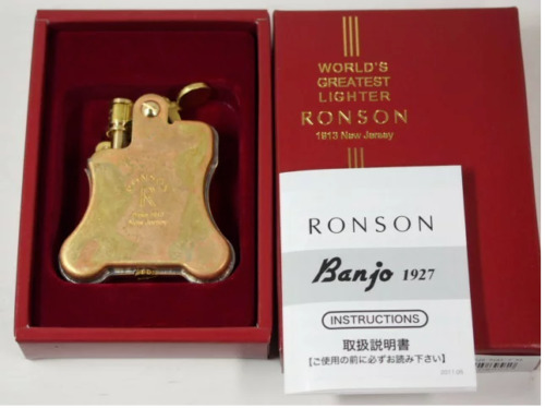 Ronson Banjo Steampunk Design Oil Lighter Wild Brass Made in JAPAN