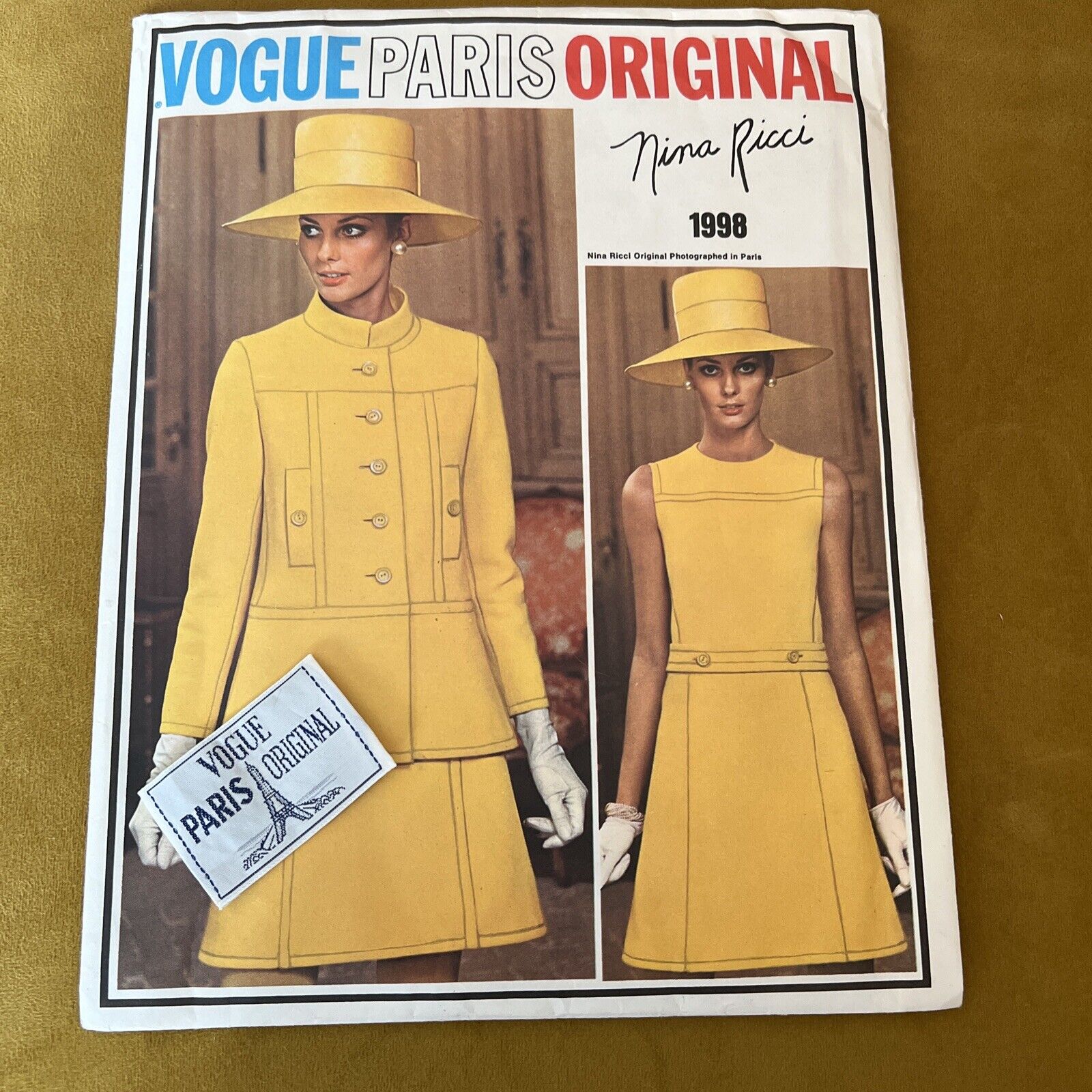 Rare 60s VOGUE PARIS ORIGINAL Pattern Nina Ricci 1998 UNCUT Dress Jacket Sz 12=6