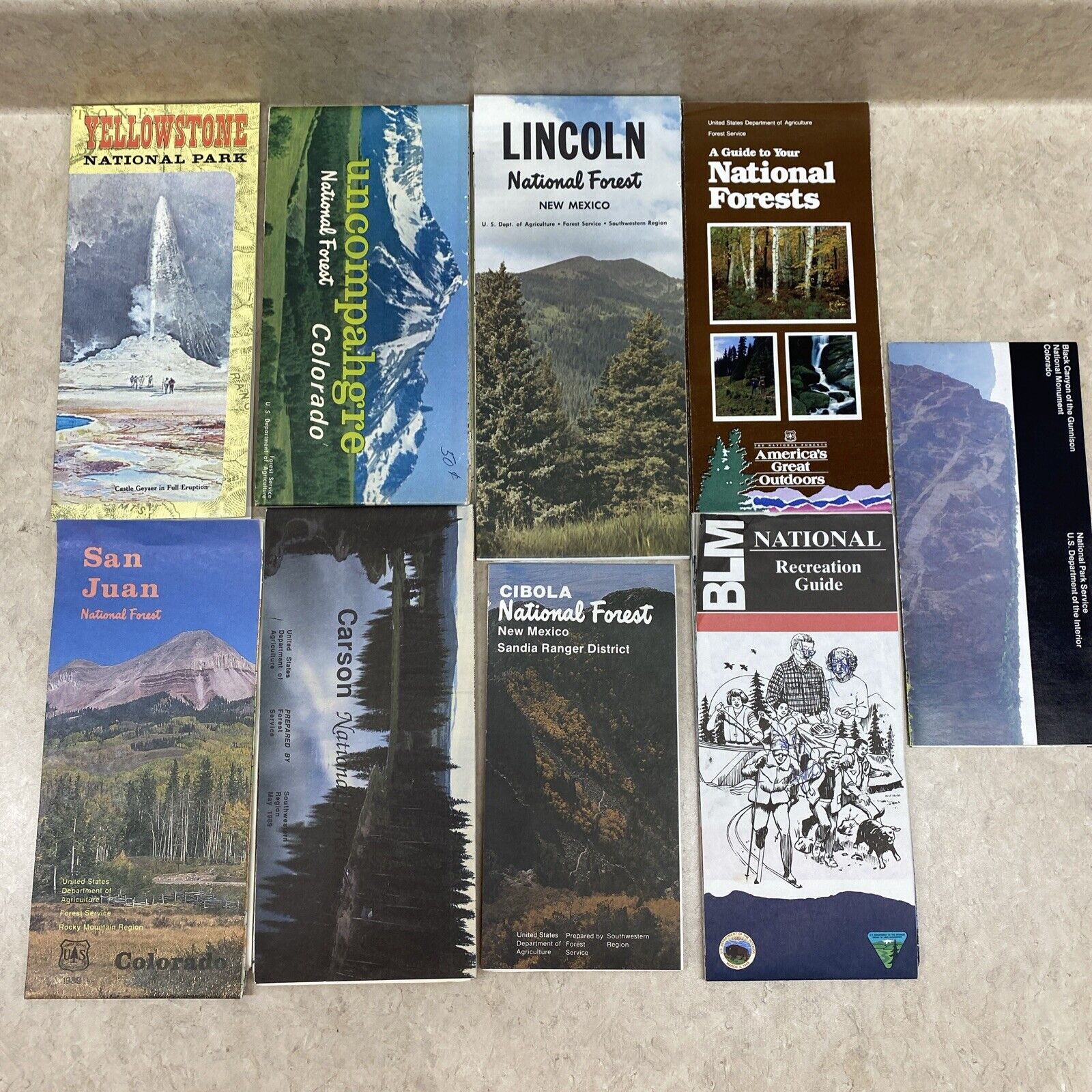 Lot of 9 Vintage 60s 70s 80s 00s National Parks/Forests Maps Guides