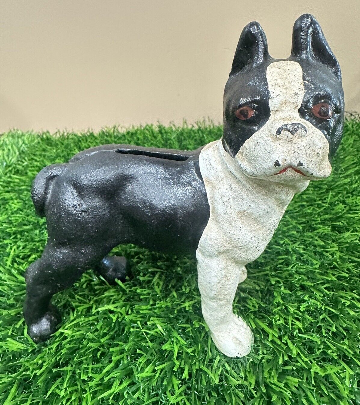 VINTAGE CAST IRON Hubley ? COIN BANK TERRIER FRENCH BULL DOG 5\