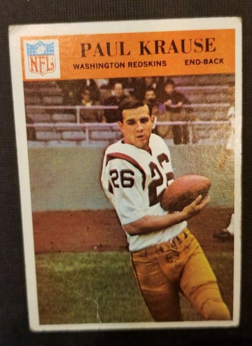 1966  PAUL KRAUSE Redskins, Hall of Fame Phila 2nd year card #186