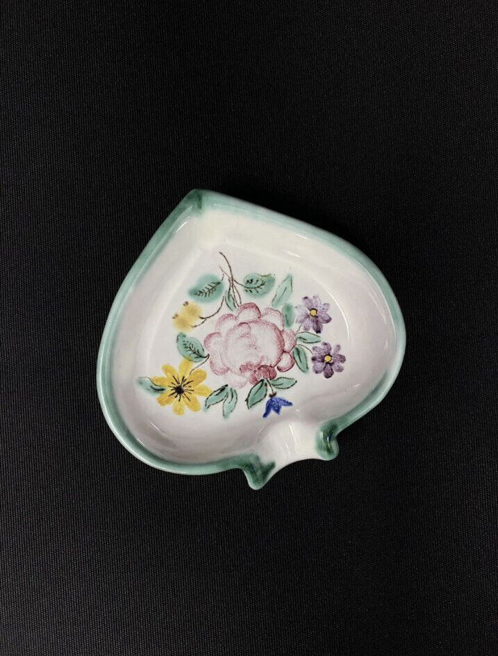 VTG Gmundner Keramik GK Austria Hand Painted Floral Small Ceramic Tea Spoon Rest