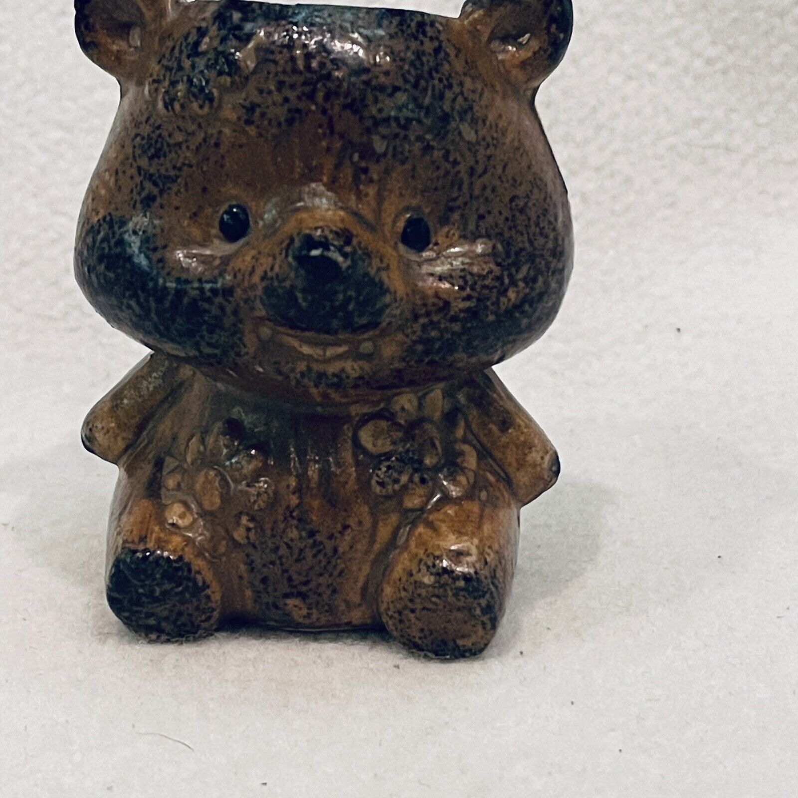 Vintage Flower Honey Bear Figurine Toothpick / Votive Holder Good Art Co Japan