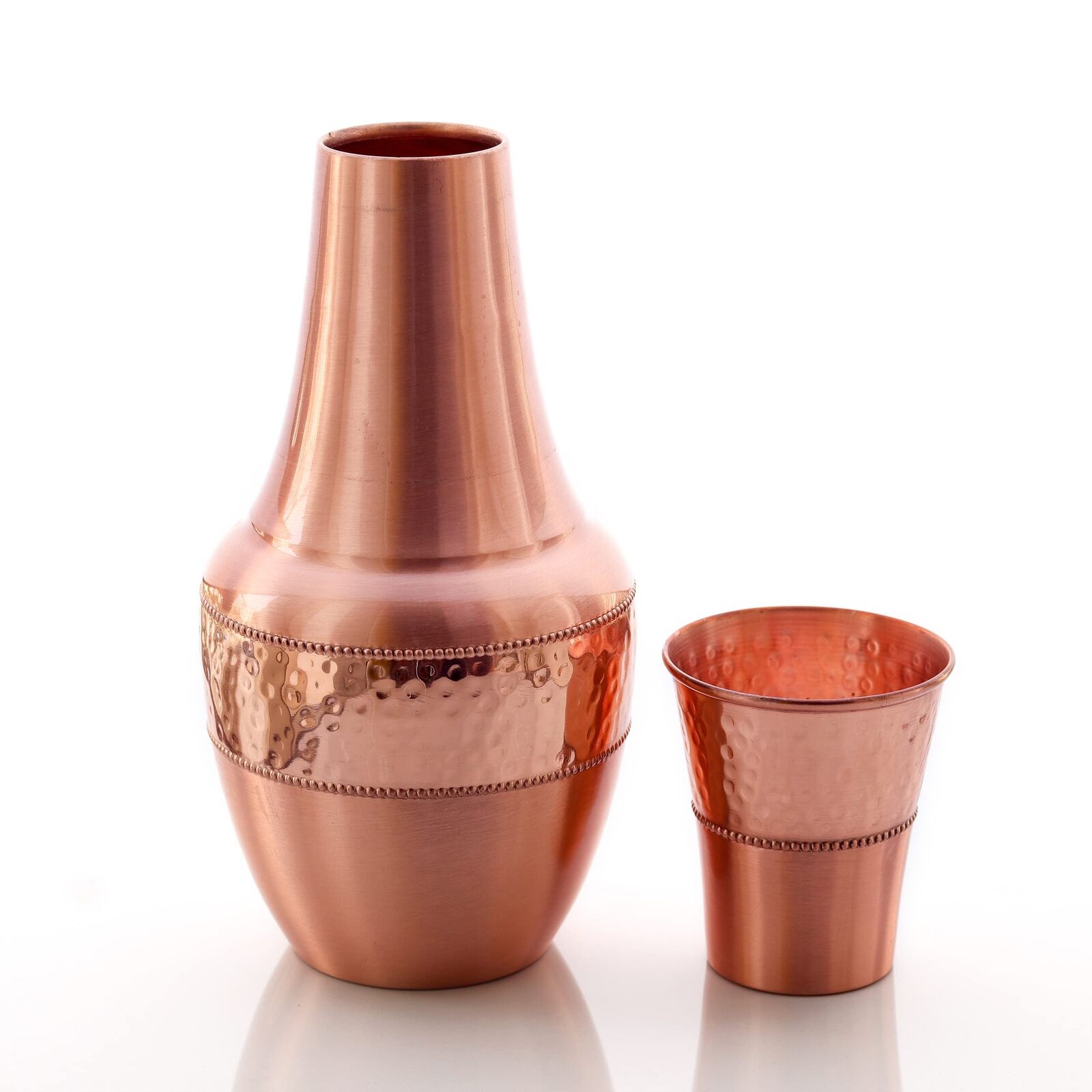 Pure Copper Bedside Carafes, Flask with Tumbler, For Ayurveda Health Benefits...