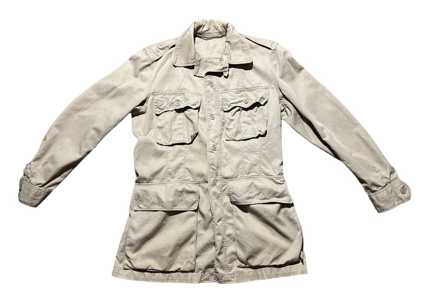 Vintage 50s USAF US AIR FORCE Tan Tropical Safari Cotton Jacket Size 36 Long HTF