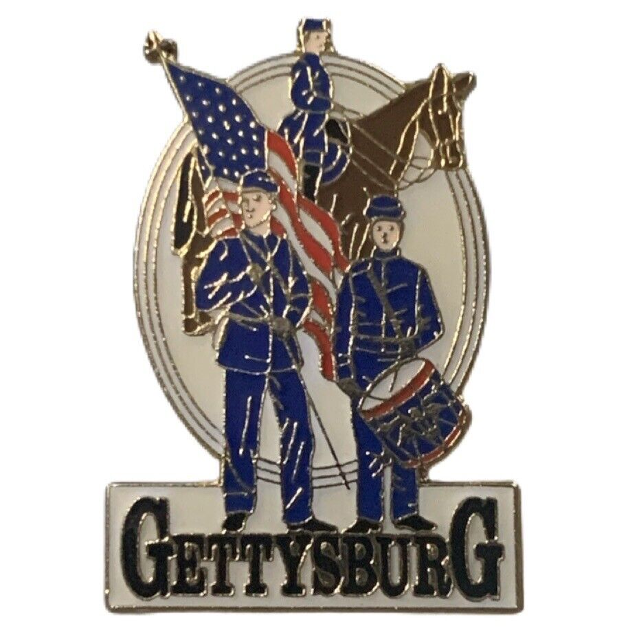 Vintage Gettysburg Soldiers Drummer Horse Travel Souvenir Pin