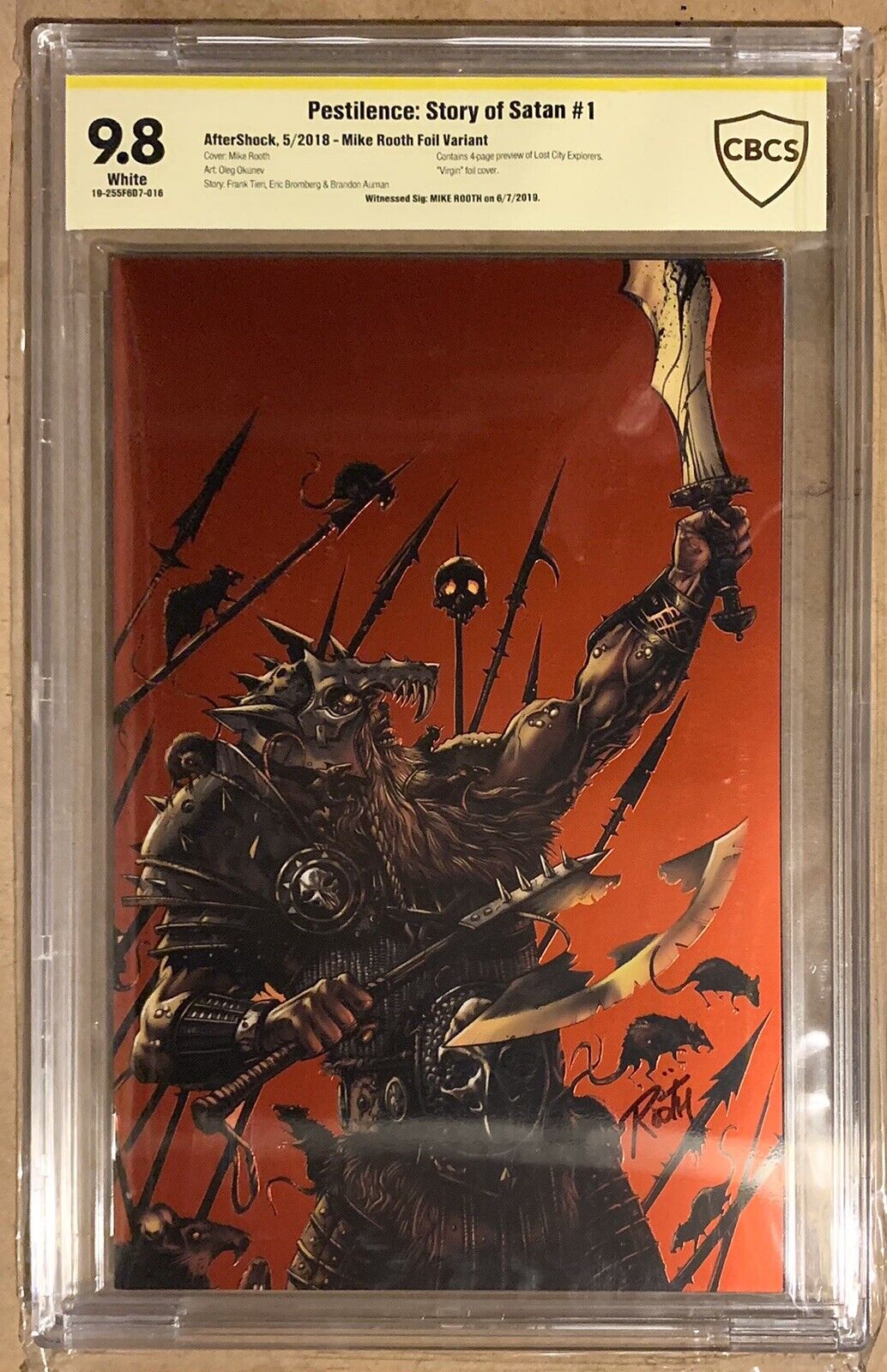 Pestilence: A Story of Satan #1 Foil Cover Graded CBCS 9.8 Signed by Mike Rooth