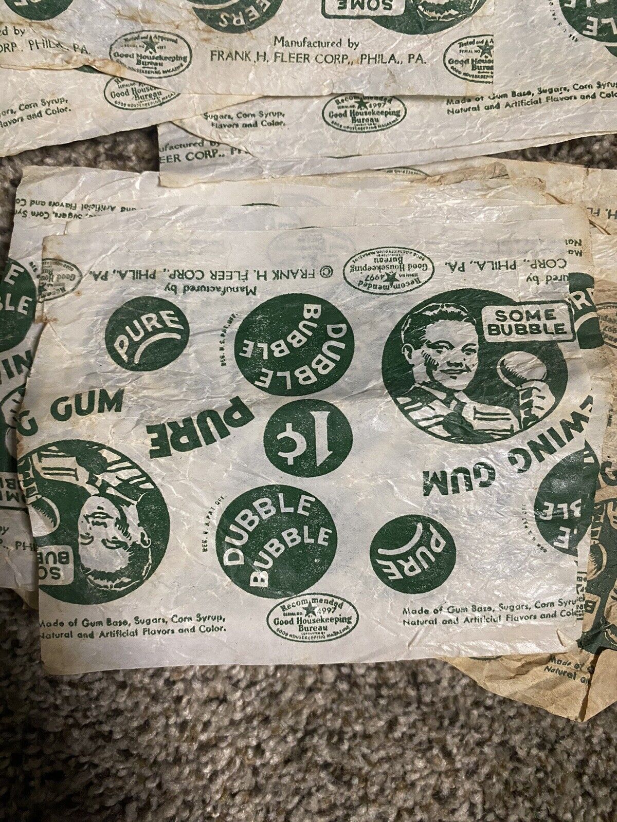 1930’s Vintage Green Fleer Dubble Bubble Wrapper One Cent Advertising Ephemera