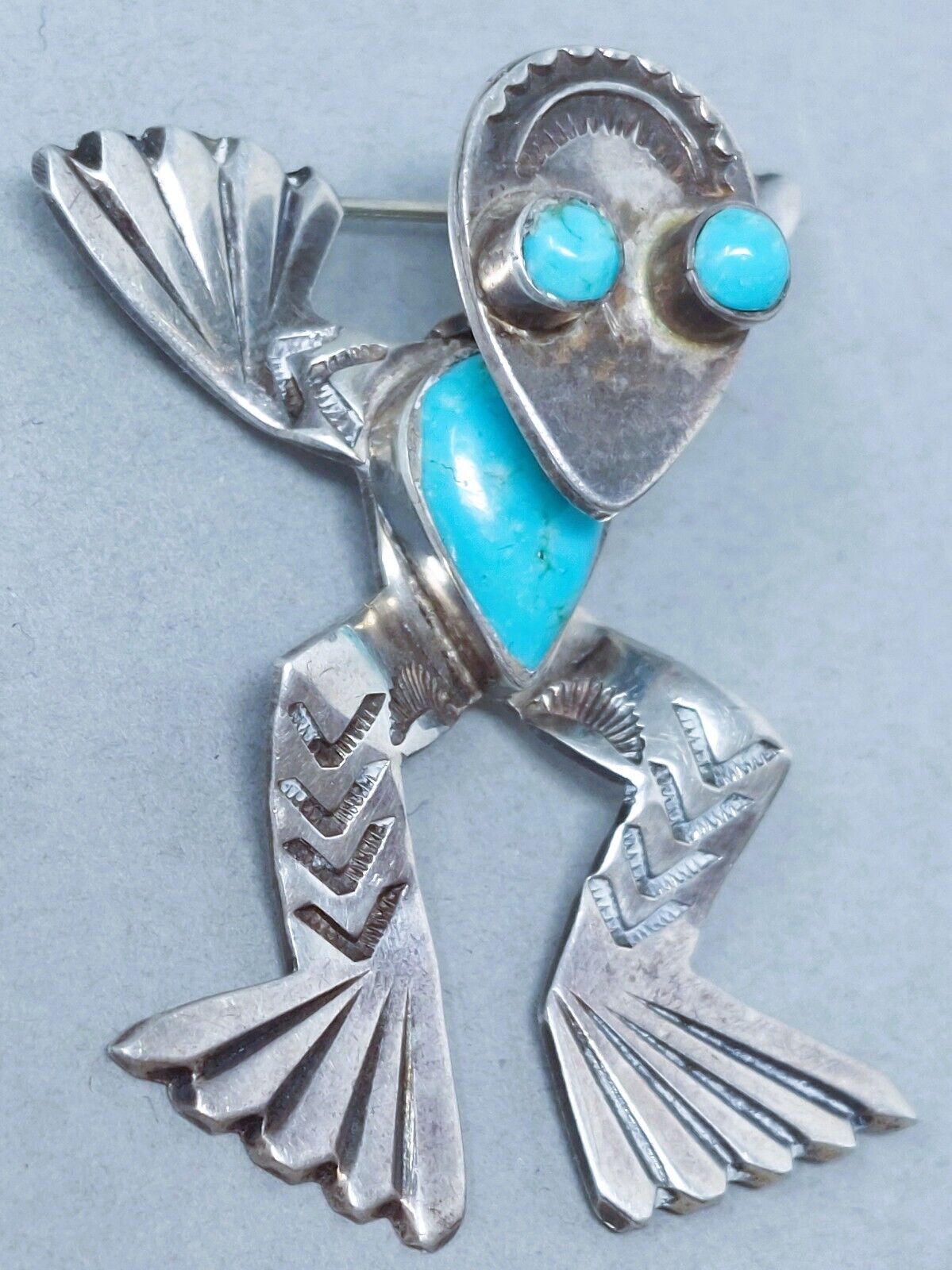 Vintage Navajo Sterling Silver Frog Pin / Brooch