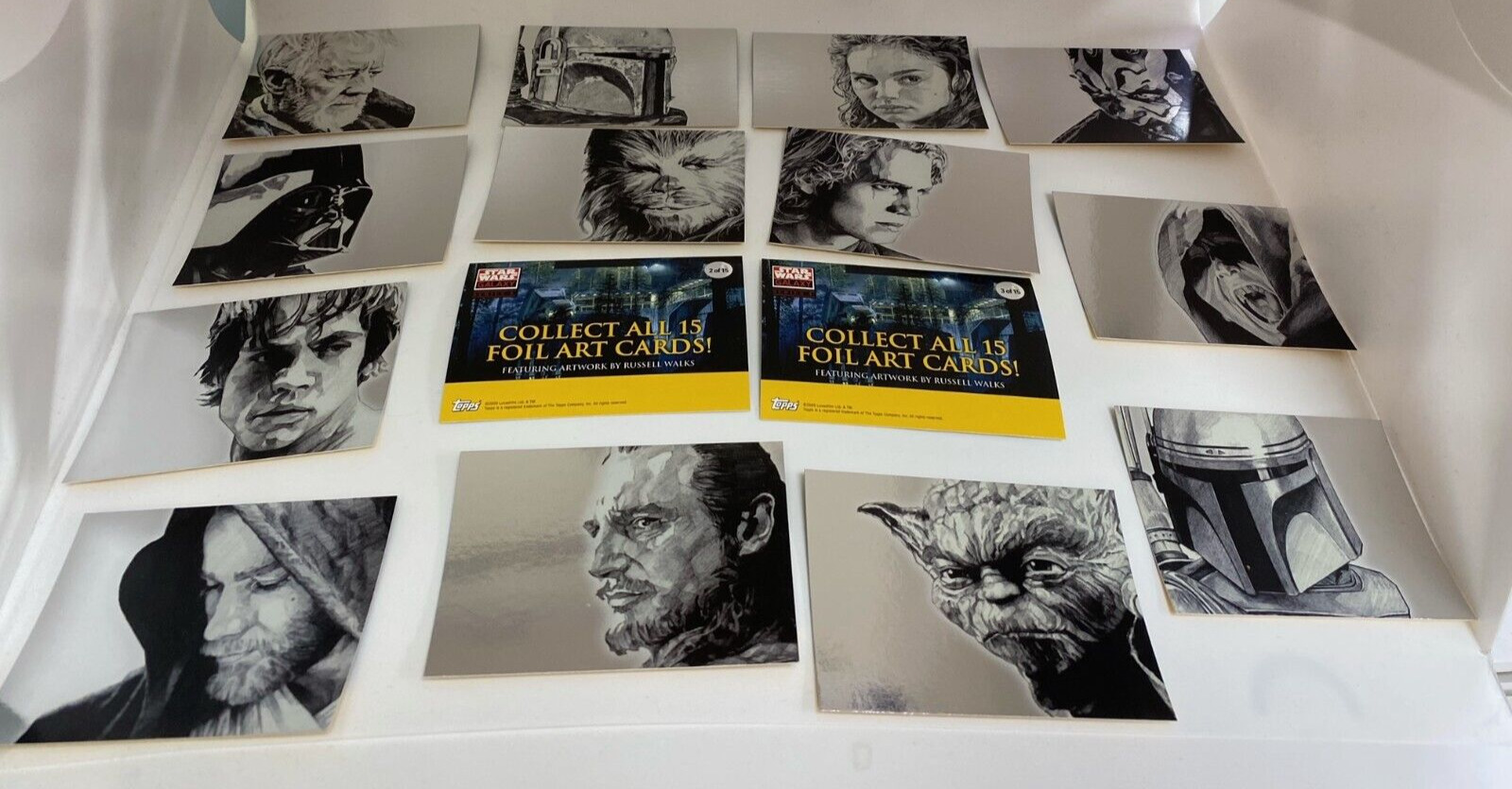 2009 Topps Star Wars Galaxy 4 ... Complete 15 Silver Foil Card Set