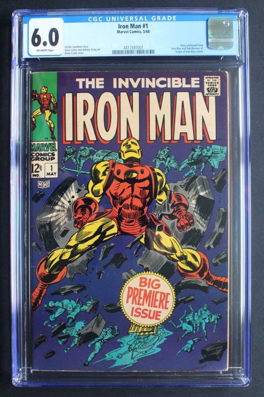IRON MAN #1 ORIGIN 1st SOLO 1968 Whiplash Avengers Maggia AIM Nick Fury CGC 6.0