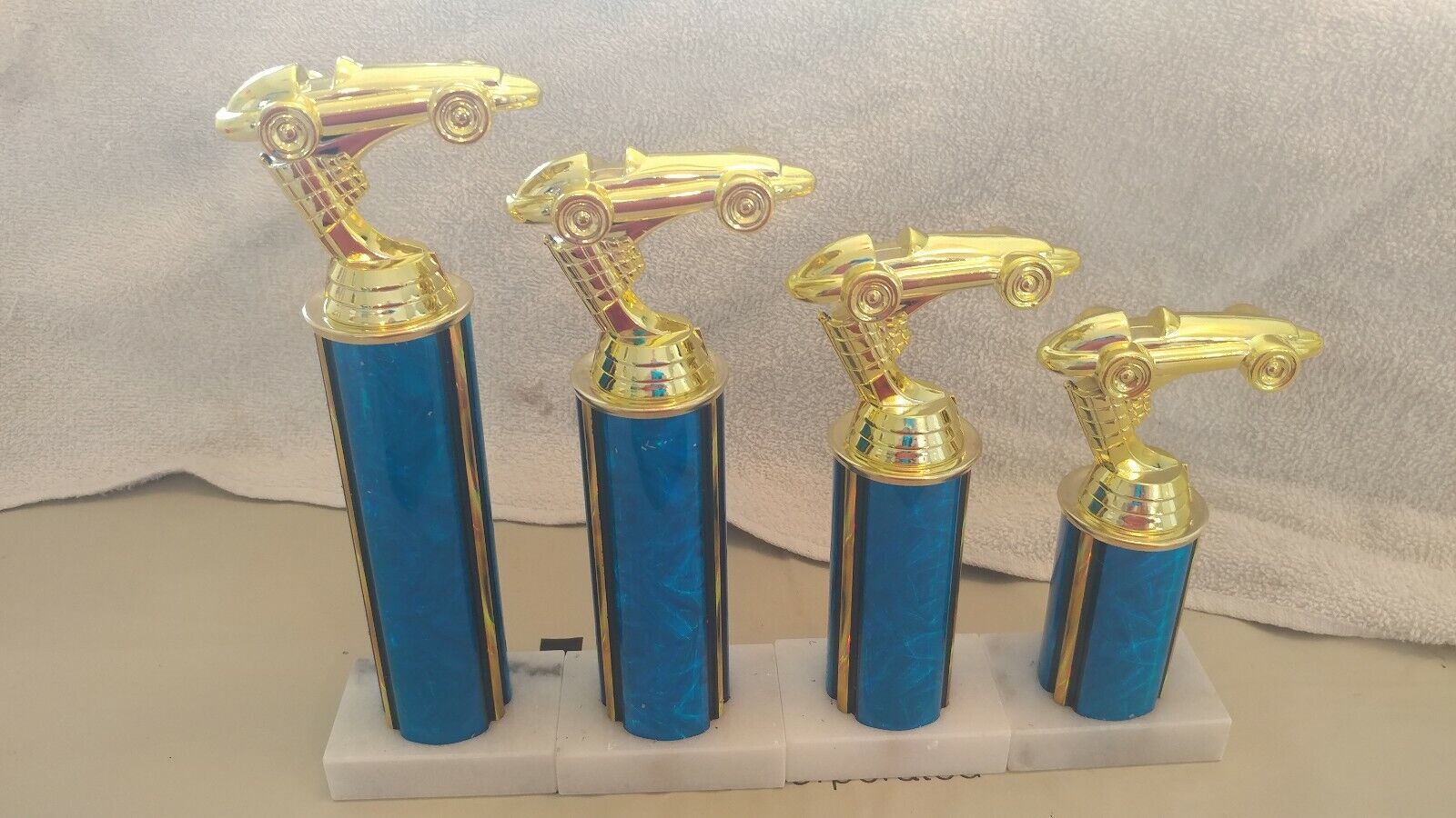 4 Pinewood Derby Cub Scouts Trophies Real Marble -Free Engraving