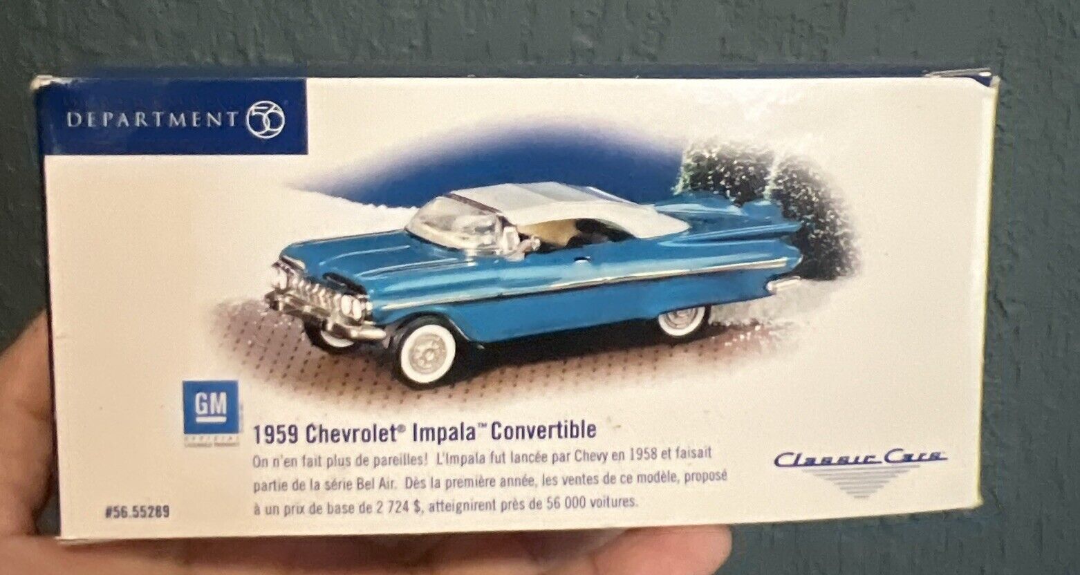 Dept 56 1959 Chevrolet Impala Convertible Classic Cars Blue Snow Village 55289