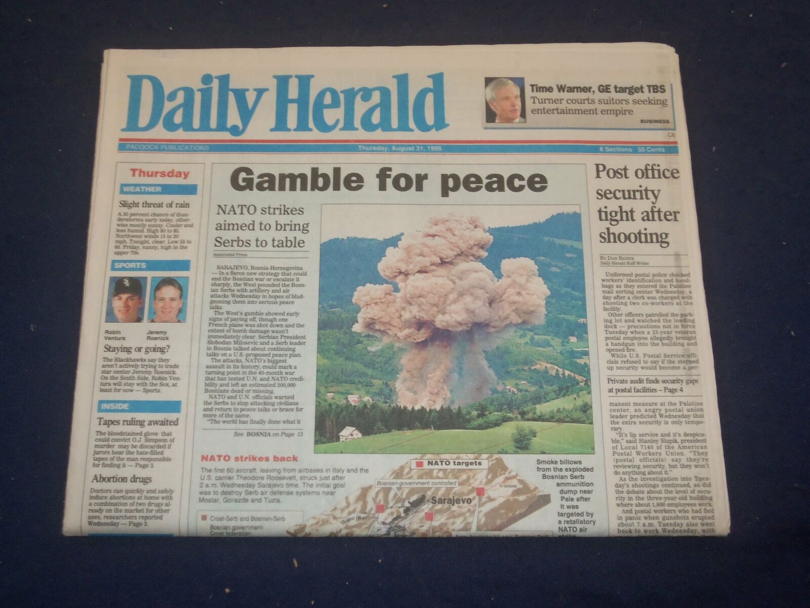 1995 AUGUST 31 DAILY HERALD NEWSPAPER - POST OFFICE SHOOTING CHICAGO - NP 3200L