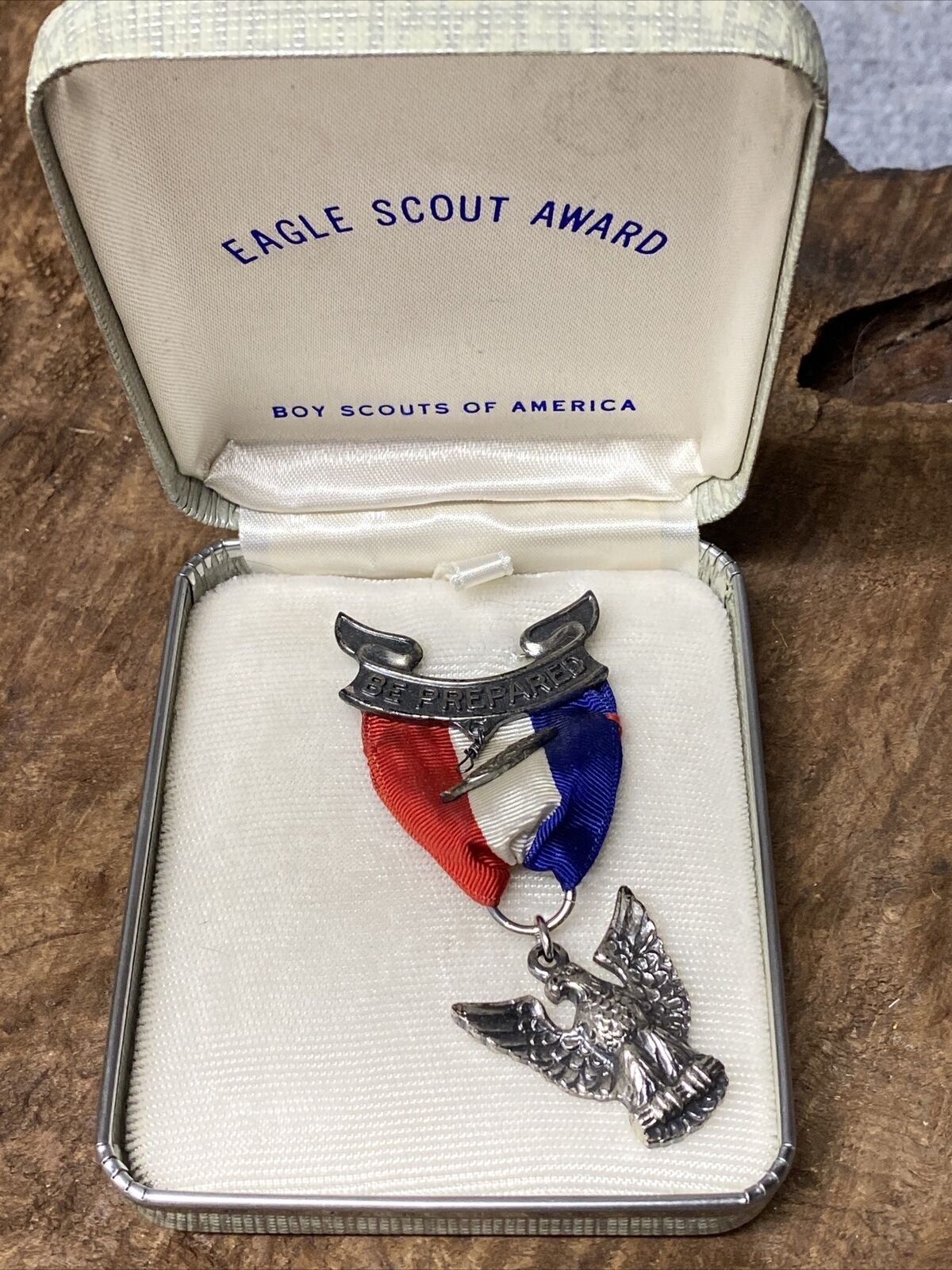 EAGLE Scout Boy Scouts Rank MEDALw/ Palm in BSA Presentation Case, c1960s