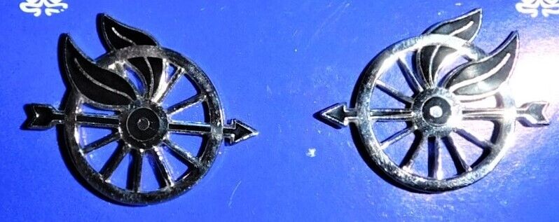 GEMSCO NOS Vintage Collectible PIN - 1 PAIR MOTORCYCLE WINGED WHEEL silver black