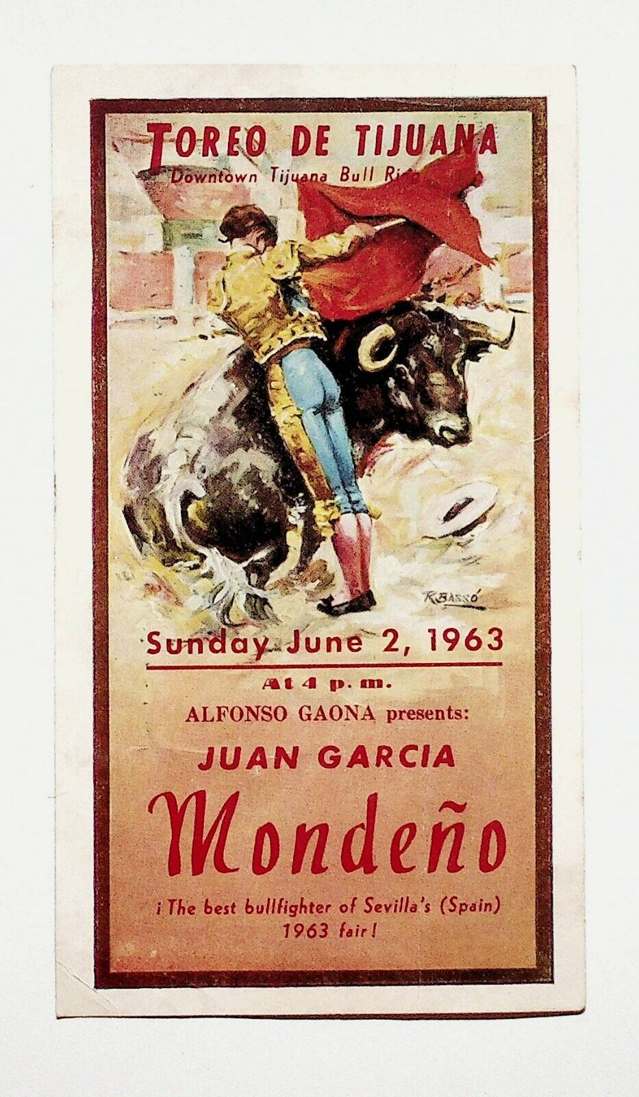 1963 Toreo De Tijuana Juan Garcia Spain Bullfighter Bull Fighting Ring Postcard