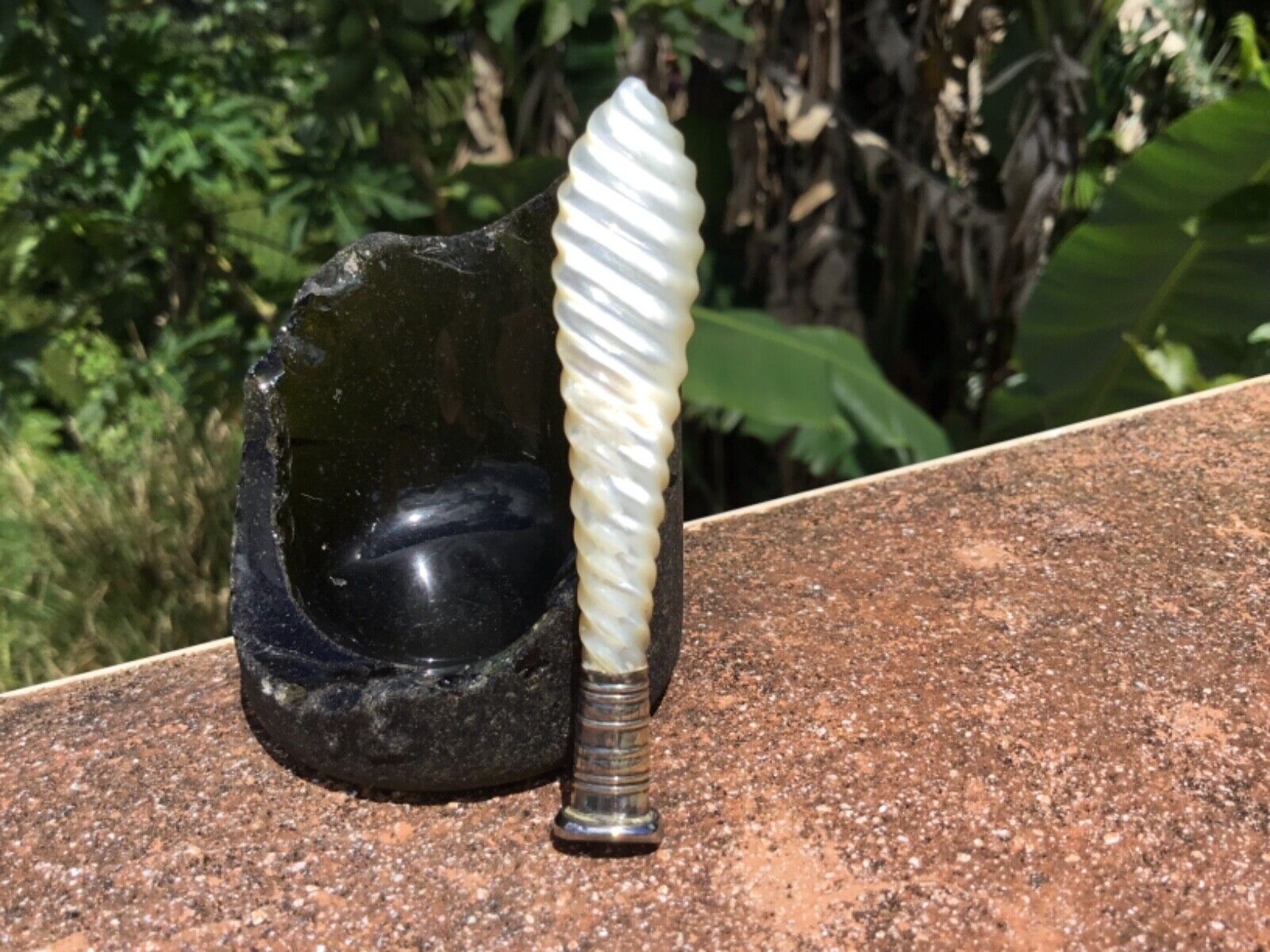 Stunning Early 20th Century Spiral Cut Mother Of Pearl Tobacco Pipe Tamper 