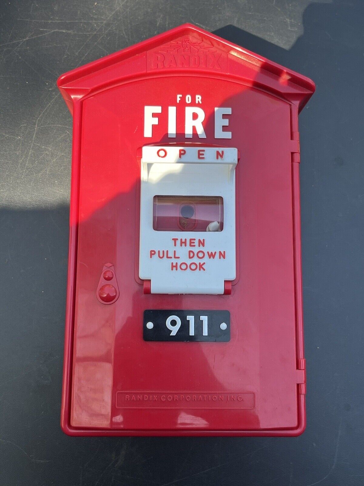 Vintage RANDIX FB-911 Fire Alarm Emergency Box Novelty Push Button Telephone Red