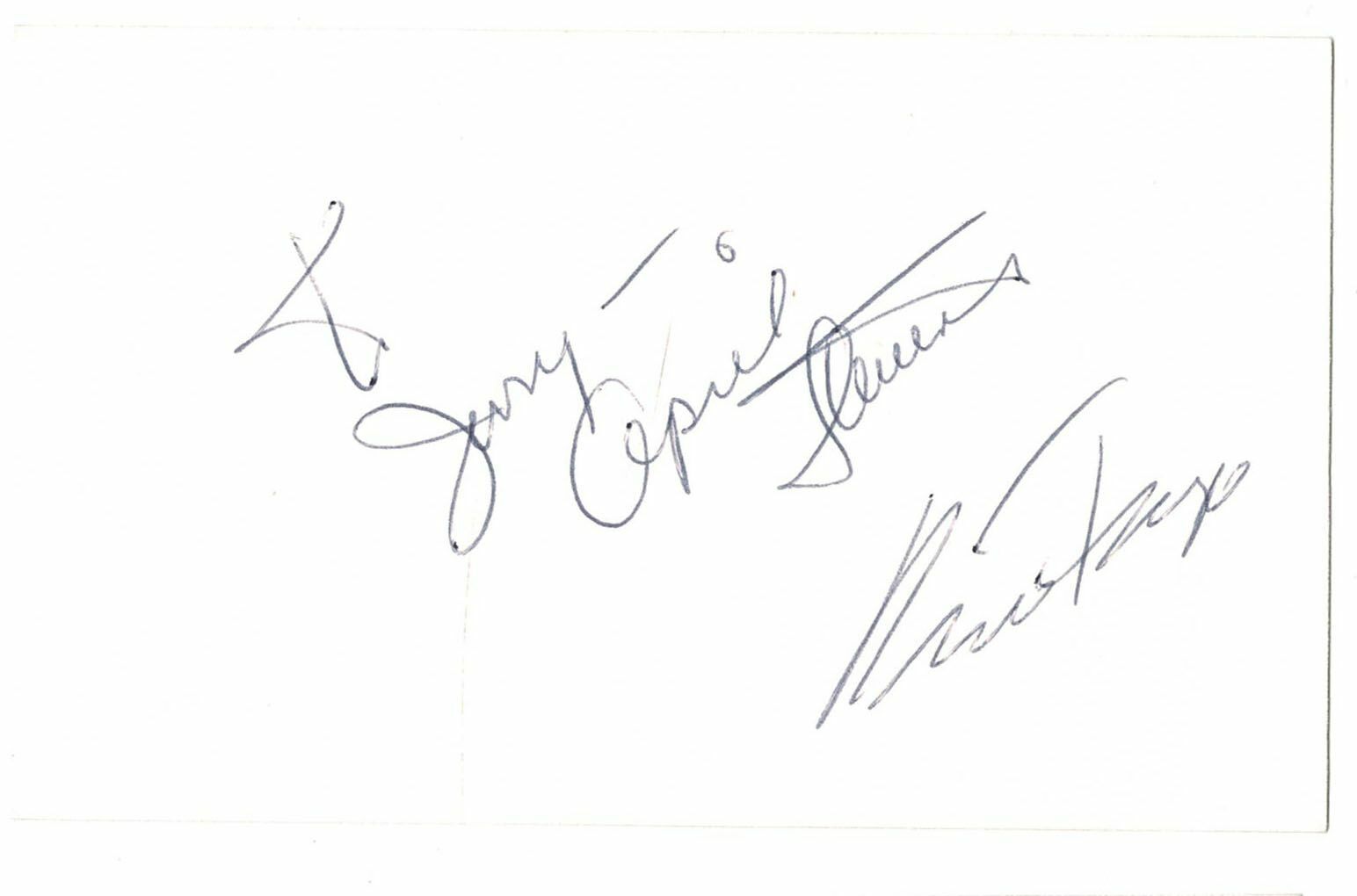 Nino Tempo & April Stevens signed autographed index card AMCo 11105