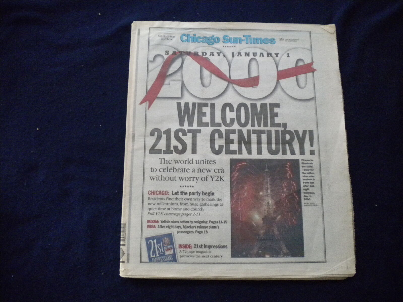 2000 JANUARY 1 CHICAGO SUN-TIMES NEWSPAPER - WELCOME, 21ST CENTURY - NP 5937