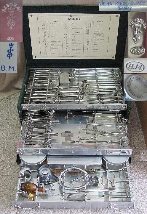 WW2 GERMAN WEHRMACHT MEDICAL COMPLETE SURGICAL INSTRUMENTS SET AESCULAP V.RARE