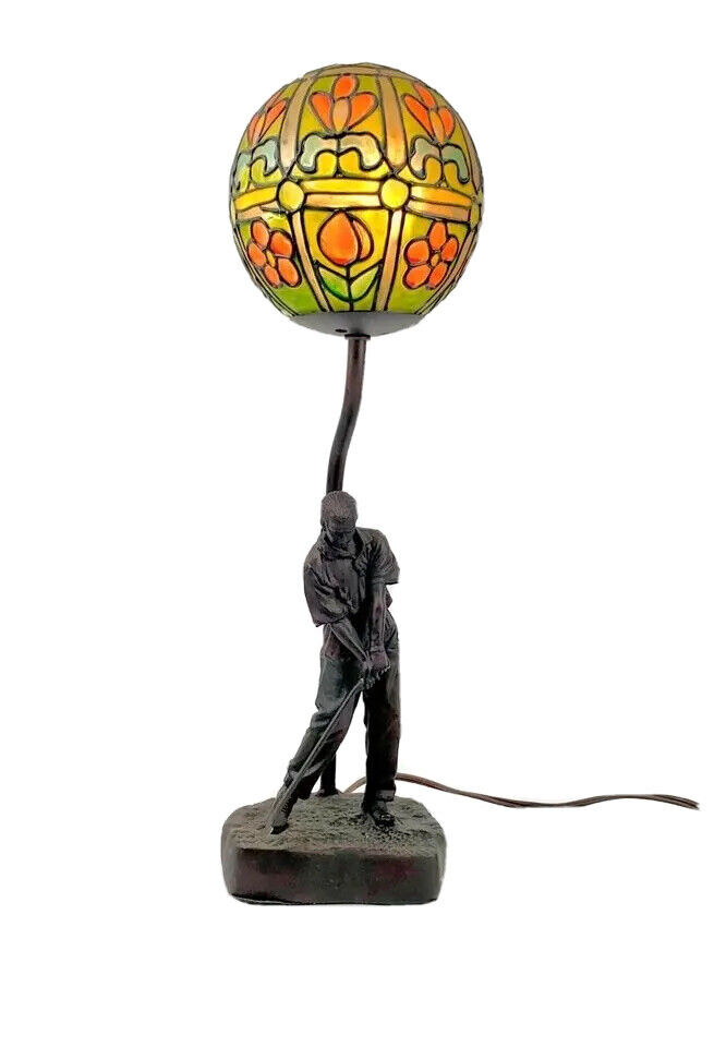 Golf Lamp Stain Glass Globe Vintage Unique Collectibles Desk Lighting Golfer