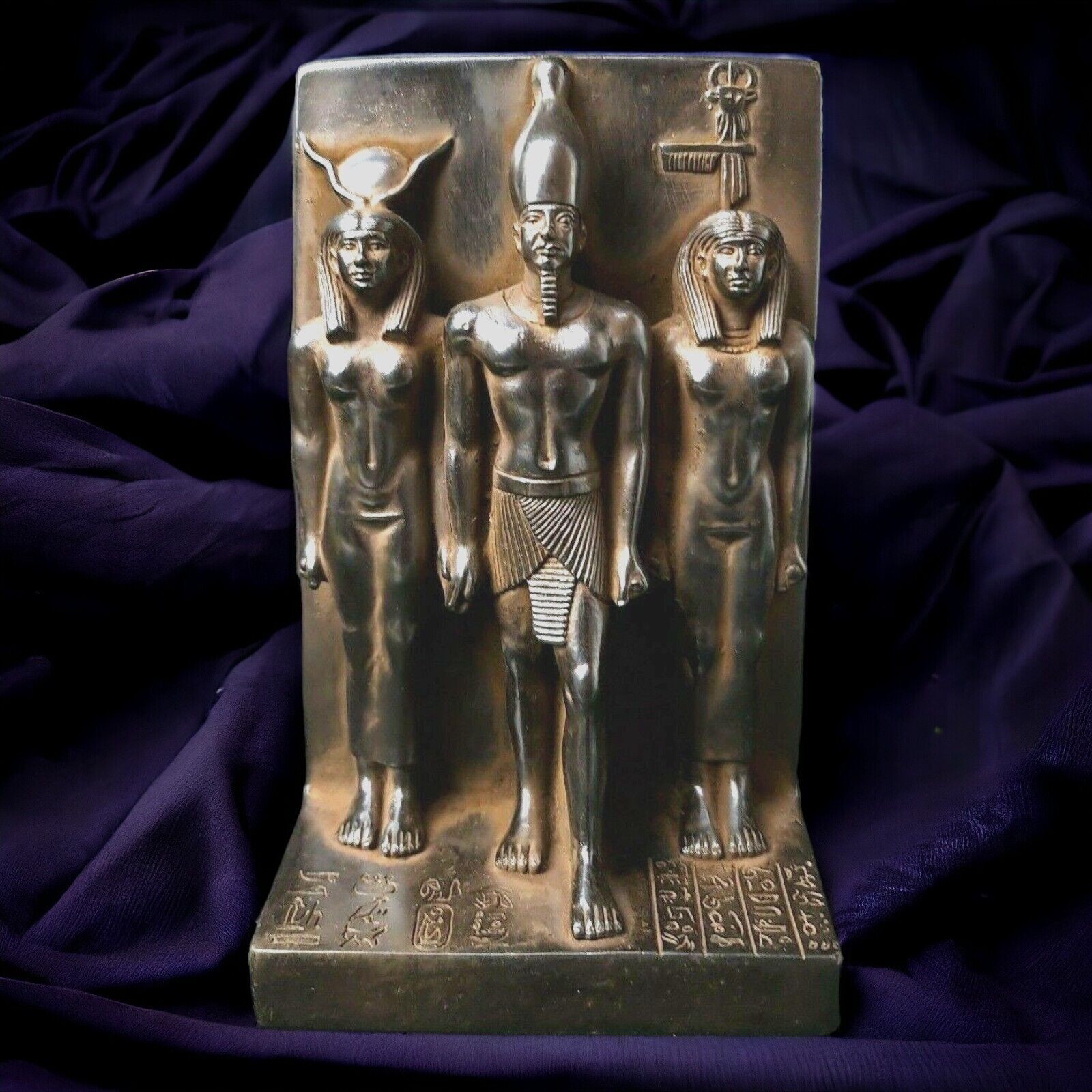 Rare Ancient Egyptian Antique Statue - Menkaure & Hathor Black Figurine, BC