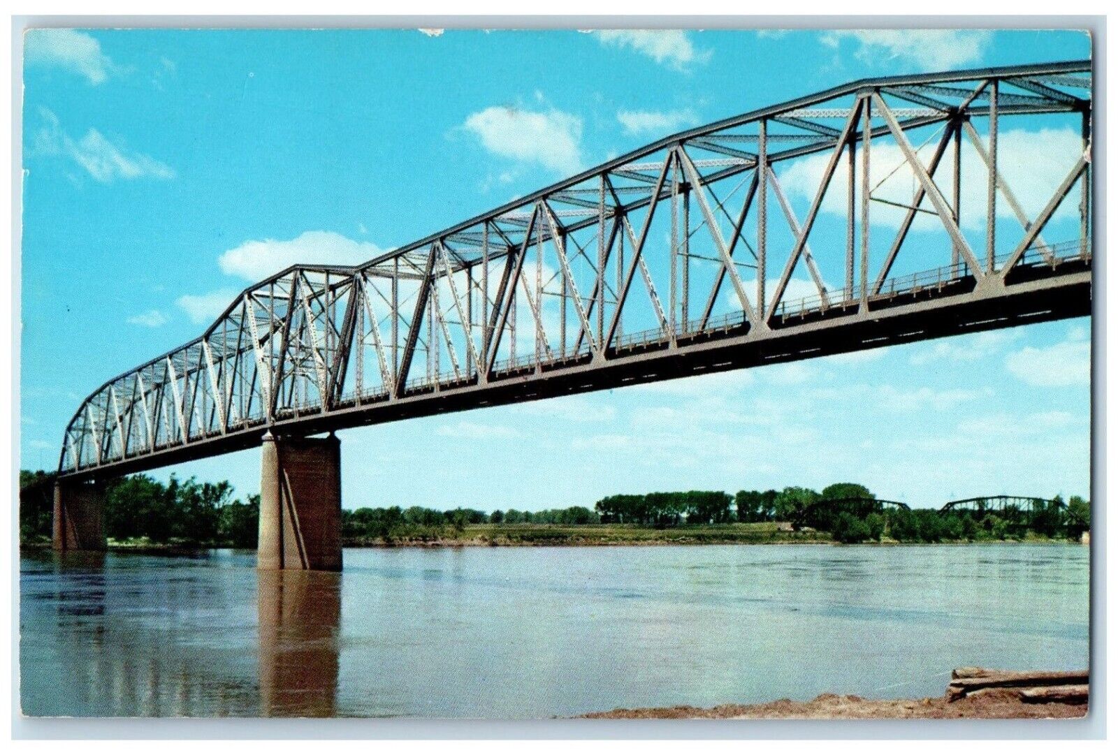 1961 Pony Express Bridge Over Missouri River St. Jospeh MO Vintage Postcard