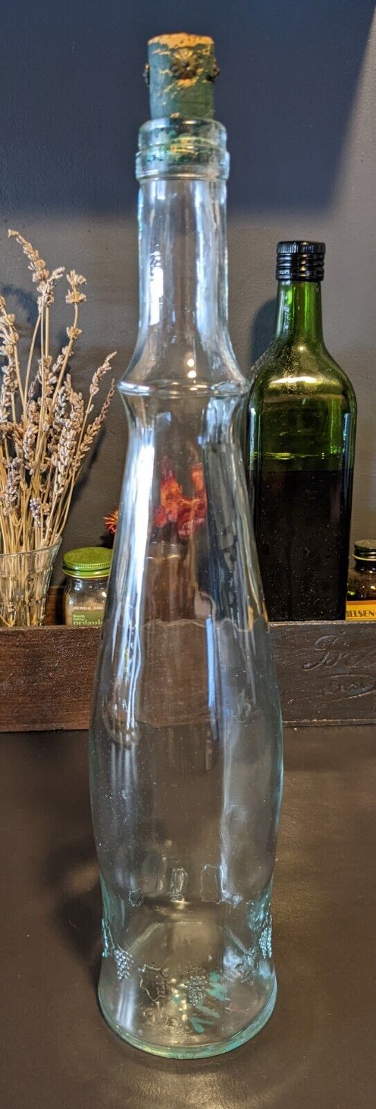 Vintage French Modele Depose Tall Bottle w/ Decoratrive Cork