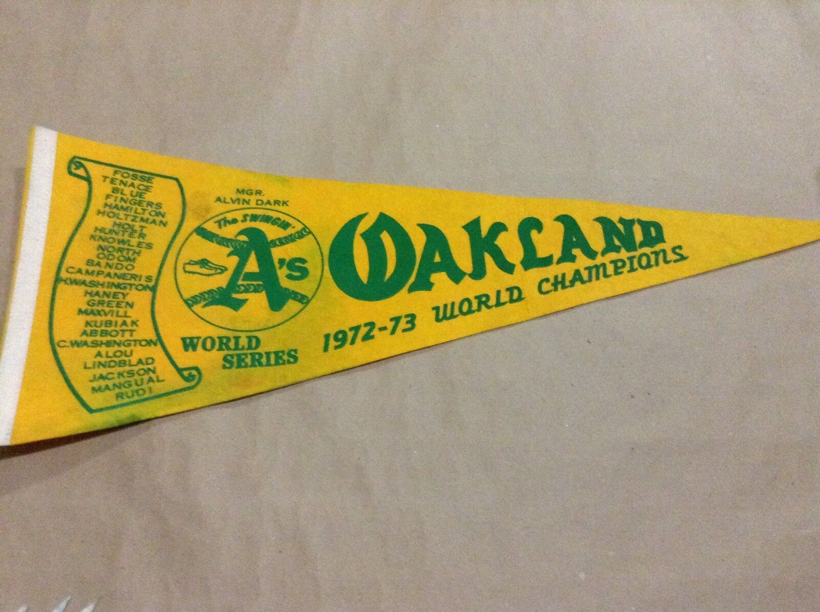 MLB Oakland A\'s 1972-73 World Champions Pennant