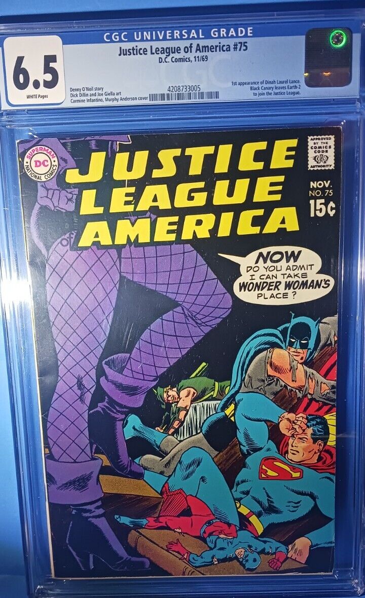 Justice League of America #75 1st Dinah Lance BLACK CANARY DC 1969 CGC 6.5