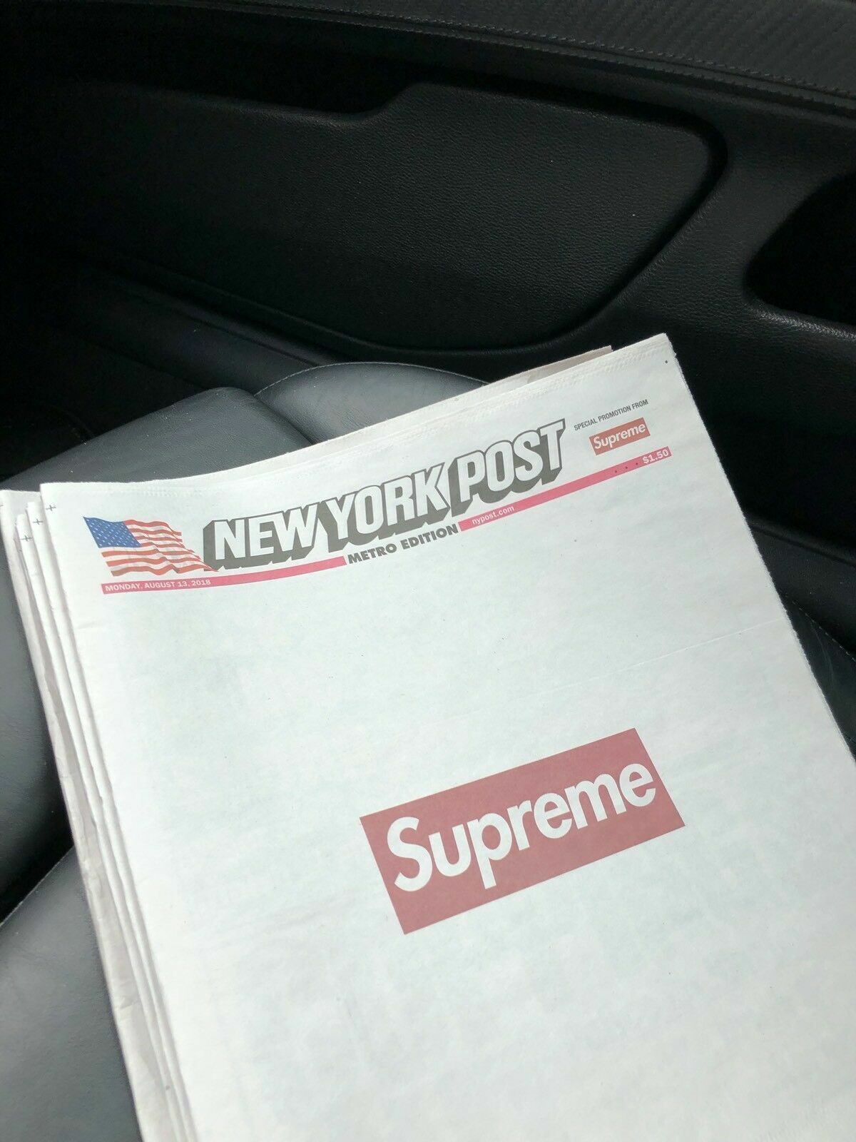 Supreme Ny Post Newspaper New York SUP Box Logo IN HAND FAST SHIP