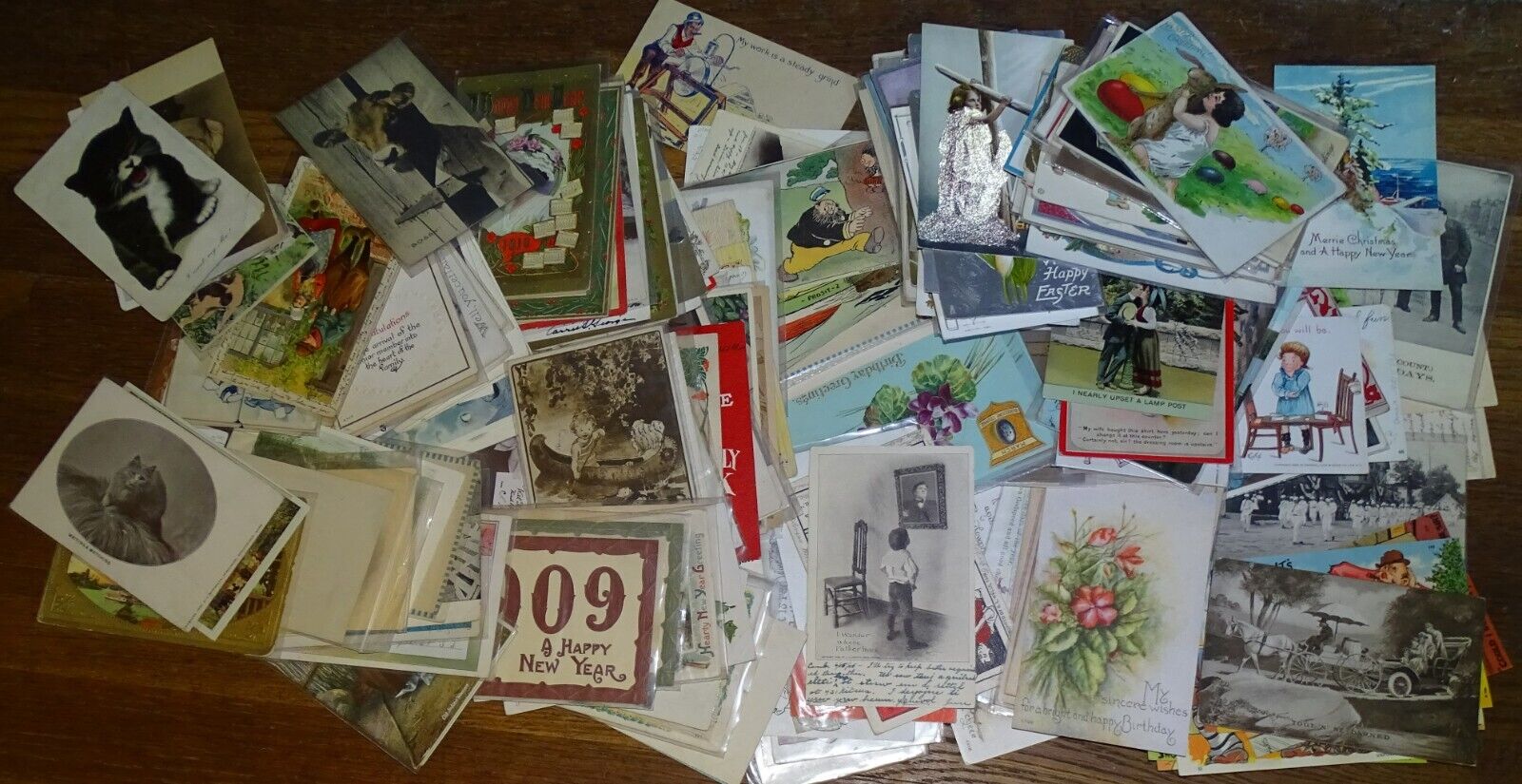235 Postcards from estate (ex-dealer stock?) Comic, greetings, sayings, oddities
