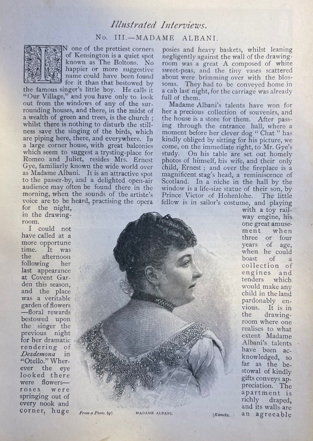 1891 Mrs. Ernest Gye Opera Prima Donna Madame Albani