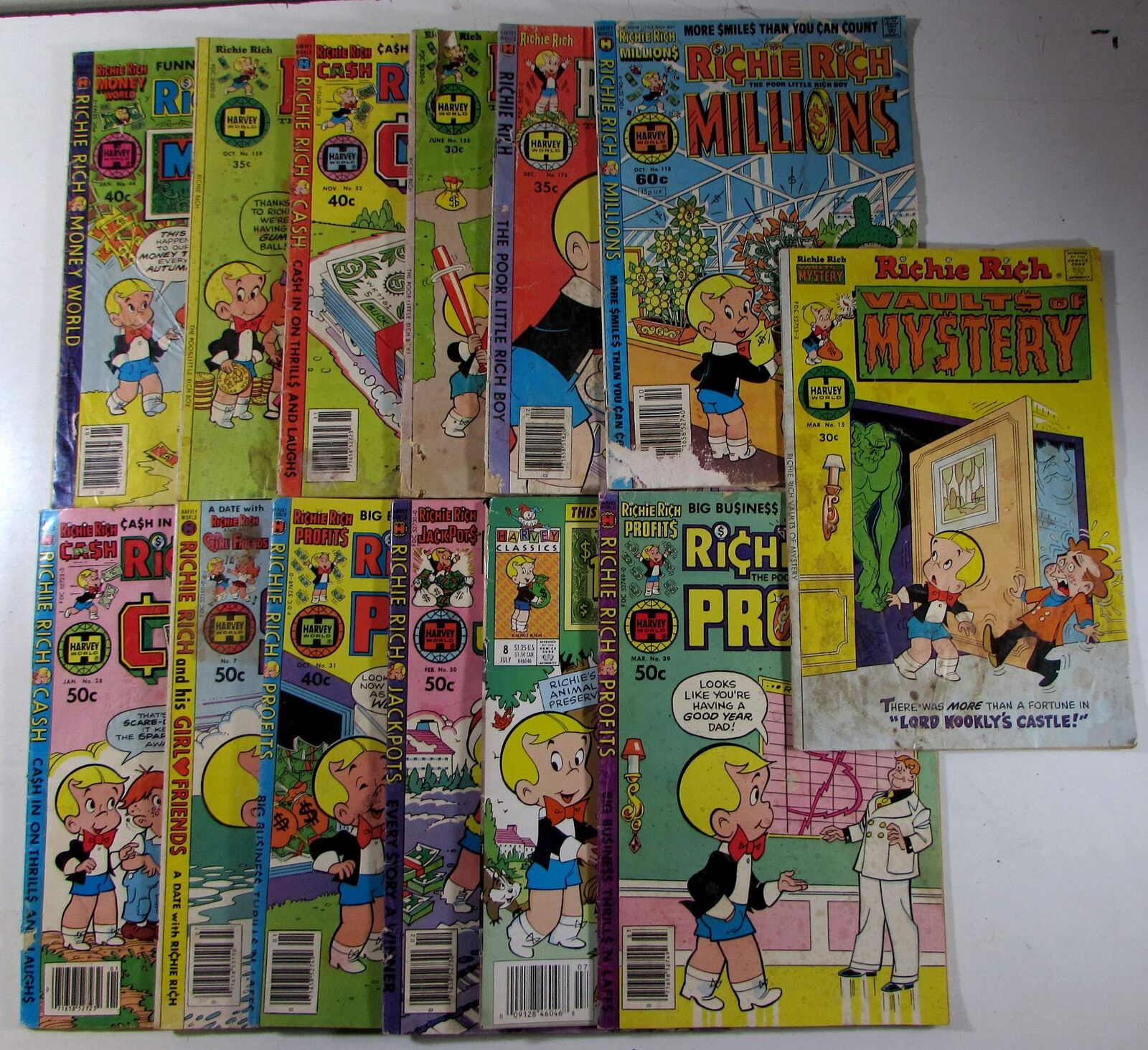 Richie Rich Lot 13 #44,159,32,133,173,113,38,7,31,30,8,39,15 Harvey 1982 Comics